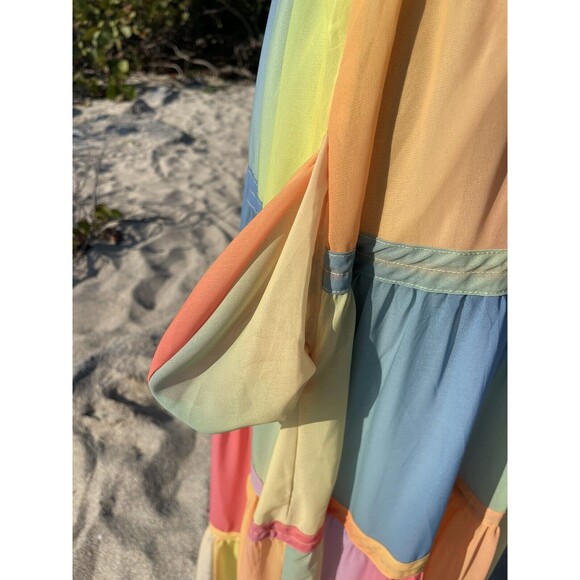 L’atiste by Amy Size S Backless Pastel Rainbow Colors Maxi Dress - Picture 5 of 6